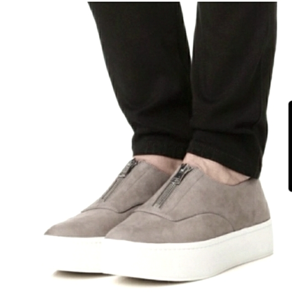 Vince Limestone grey nubuk Warner flatform sneakers - Picture 1 of 5